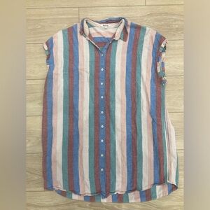 Madewell Casual Striped Light Multicolor Button Up Dress /  Tunic Shirt Combo